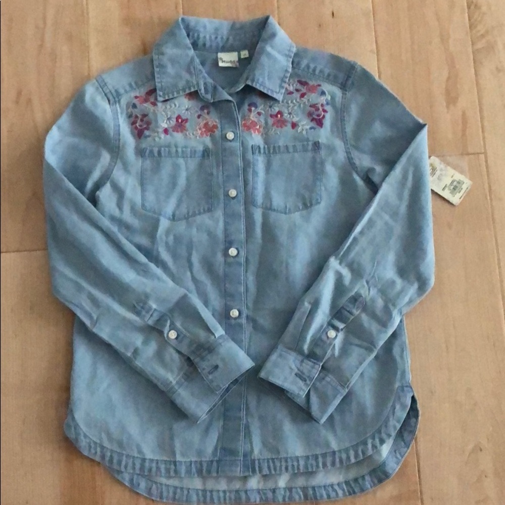 Girls Mudd Denim Button Shirt
